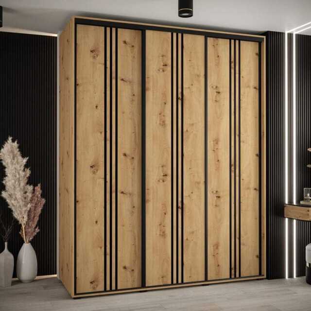Cannes VI Sliding Door Wardrobe 190cm - Oak Artisan 190cm - image 1