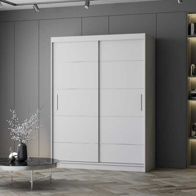 Vista 06 Sliding Door Wardrobe 150cm - White Matt White Matt 150cm - image 1
