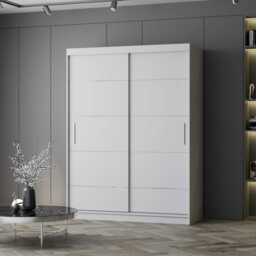 Vista 06 Sliding Door Wardrobe 150cm - White Matt White Matt 150cm