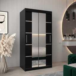 Verona 04 Sliding Door Wardrobe 100cm - Black 100cm - thumbnail 1