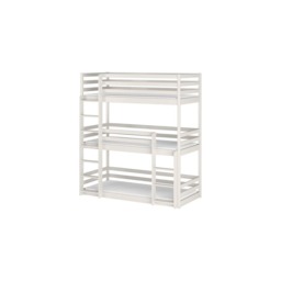 Wooden Triple Bunk Bed Ted - White Matt Foam Mattresses - thumbnail 7