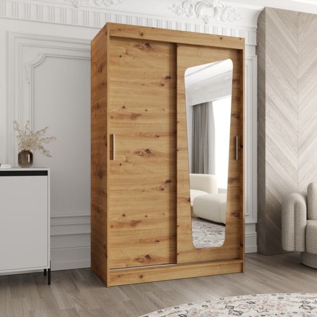Moka Sliding Door Wardrobe 120cm - Oak Artisan 120cm - image 1