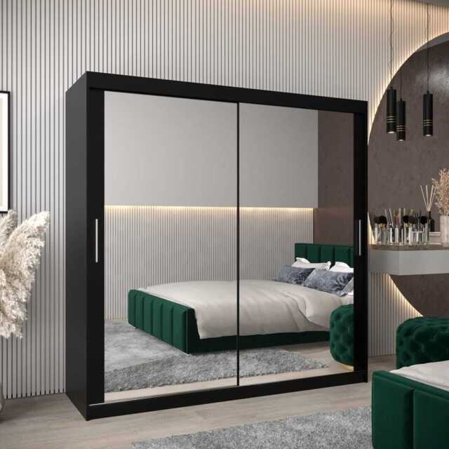 Tokyo III Sliding Door Wardrobe 200cm - Black 200cm - image 1