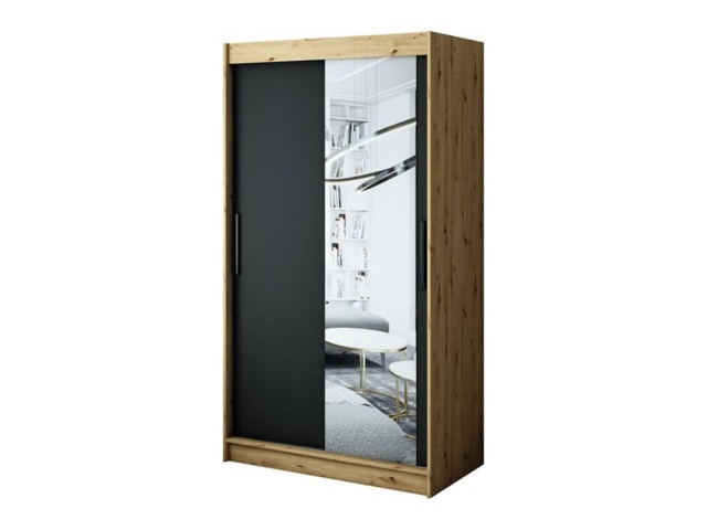 Leto T2 Sliding Door Wardrobe 120cm - Black 120cm - image 1