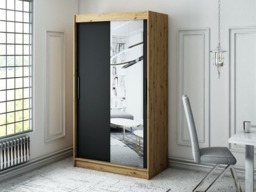 Leto T2 Sliding Door Wardrobe 120cm - Black 120cm - thumbnail 2
