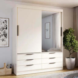 Kera Sliding Door Wardrobe 170cm - Beige 170cm - thumbnail 1