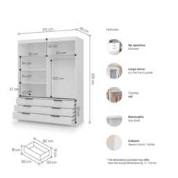 Kera Sliding Door Wardrobe 170cm - Beige 170cm - thumbnail 8