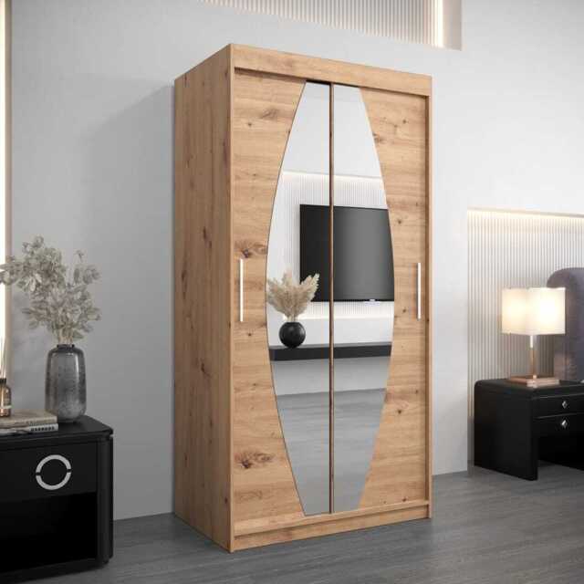 Elypse Sliding Door Wardrobe 100cm - Oak Artisan 100cm - image 1
