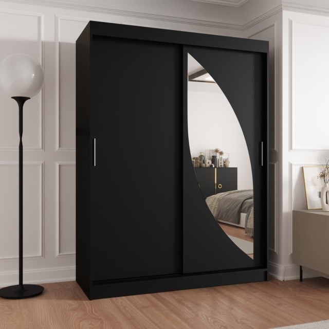 Milo Sliding Door Wardrobe 150cm - Black 150cm - image 1