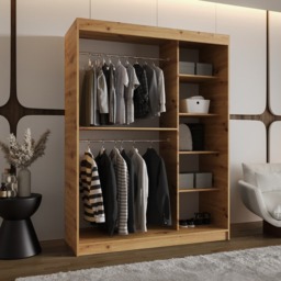 Milo Sliding Door Wardrobe 150cm - Black 150cm - thumbnail 8