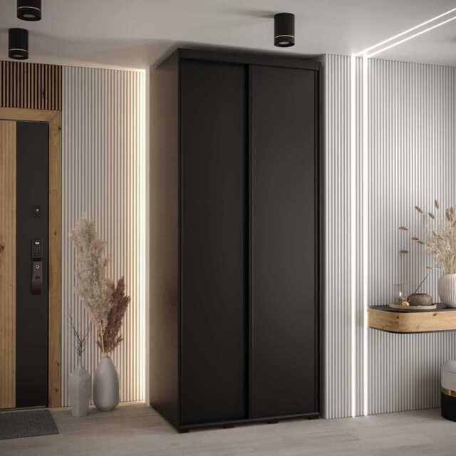 Cannes I Sliding Door Wardrobe 110cm - Black 110cm - image 1