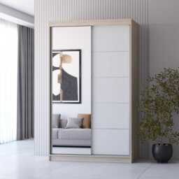 Neomi 05 Sliding Door Wardrobe 120cm - White Oak Sonoma 120cm