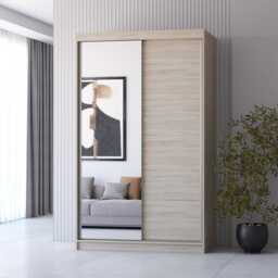 Neomi 05 Sliding Door Wardrobe 120cm - White Oak Sonoma 120cm - thumbnail 4