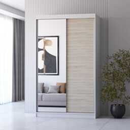 Neomi 05 Sliding Door Wardrobe 120cm - White Oak Sonoma 120cm - thumbnail 3