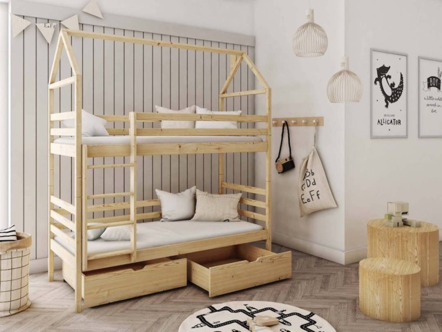 Wooden Bunk Bed Alex With Storage - Pine Without Mattresses - image 1