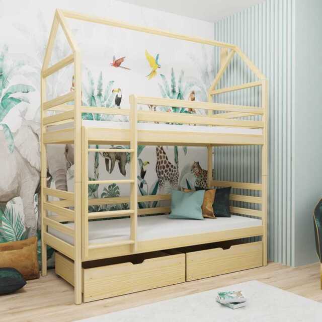 Wooden Bunk Bed Alex With Storage - Pine Without Mattresses - image 1