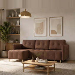 Corner Sofa Bed Dello - Beige 223cm Left - thumbnail 4