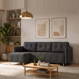 Corner Sofa Bed Dello - Beige 223cm Left - thumbnail 7