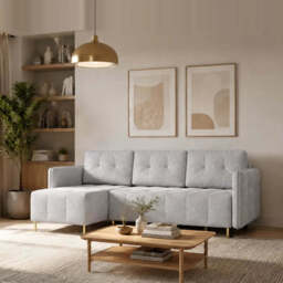 Corner Sofa Bed Dello - Beige 223cm Left - thumbnail 5