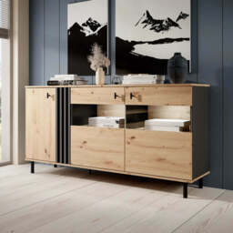 Madis Display Sideboard Cabinet 165cm - Oak Artisan 165cm - thumbnail 1