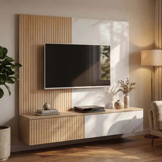 "Noir I Entertainment Unit For TVs Up To 70"" - White 160cm" - image 1