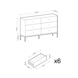 Mono Chest Of Drawers 154cm - Navy 154cm - thumbnail 6