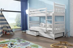 Wooden Bunk Bed Adas with Storage - White Matt Without Mattresses - thumbnail 4