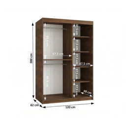 Rubino Y2 Sliding Door Wardrobe 120cm - Oak Walnut 120cm - thumbnail 5