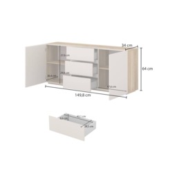 Criss Sideboard Cabinet 150cm - Cashmere 150cm - thumbnail 7