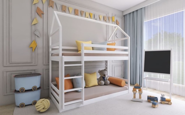 Wooden Bunk Bed Axel - White Without Mattresses - image 1