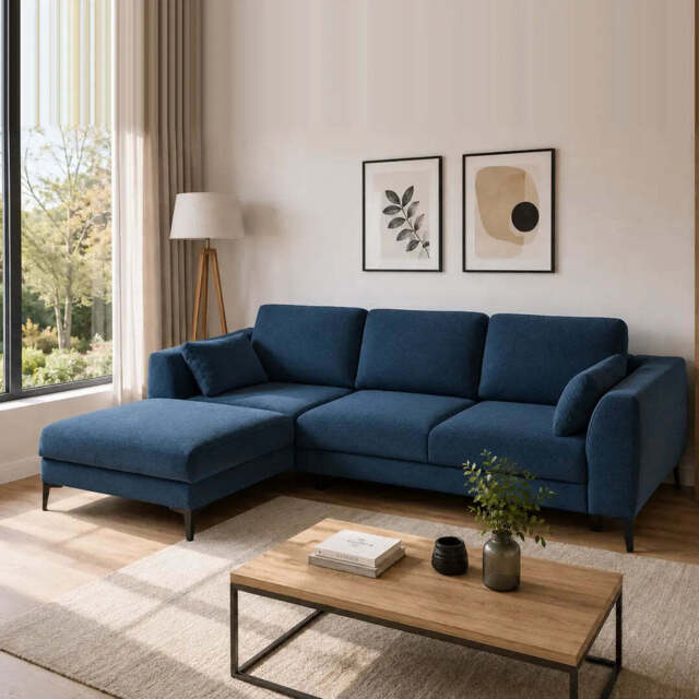 Corner Sofa Bed Imperia - Navy Blue 294cm Left - image 1