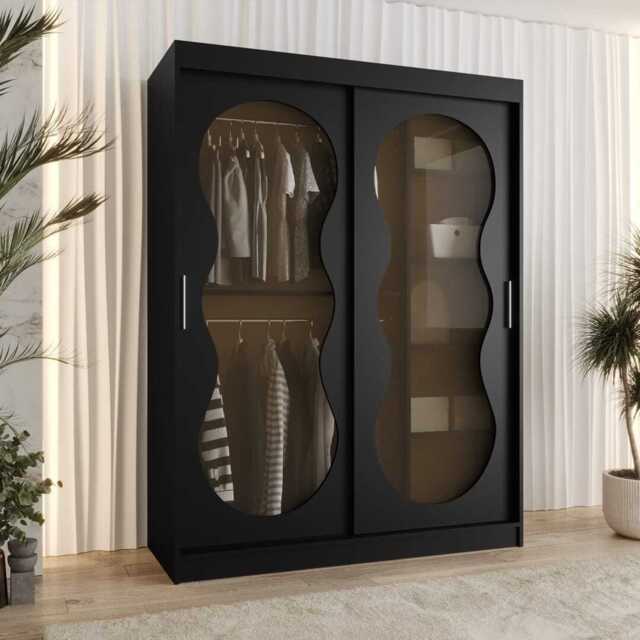 Bahrain III Sliding Door Wardrobe 150cm - Black 150cm - image 1