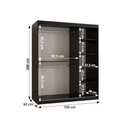 Bahrain III Sliding Door Wardrobe 150cm - Black 150cm - thumbnail 7