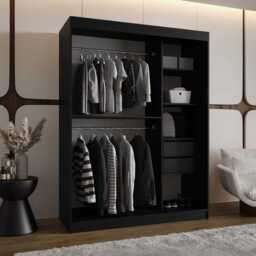 Bahrain III Sliding Door Wardrobe 150cm - Black 150cm - thumbnail 5
