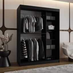 Bahrain III Sliding Door Wardrobe 150cm - Black 150cm - thumbnail 4
