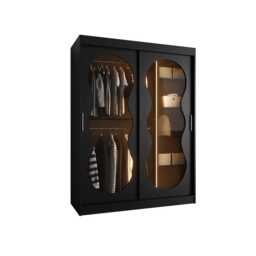 Bahrain III Sliding Door Wardrobe 150cm - Black 150cm - thumbnail 6