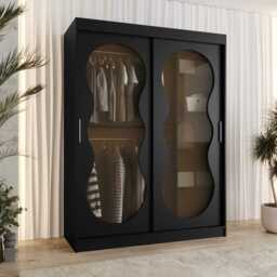 Bahrain III Sliding Door Wardrobe 150cm - Black 150cm