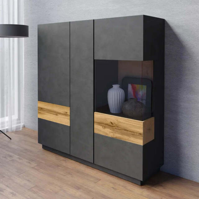 Silke 46 Display Cabinet 130cm [Right] - Matera / Wotan Oak 130cm - image 1