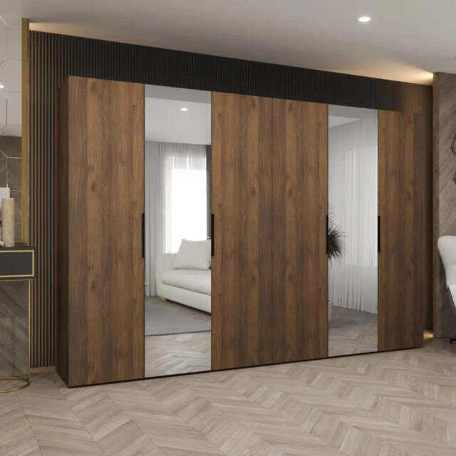 Marbella II Hinged Door Wardrobe 300cm - Oak Walnut 300cm - image 1