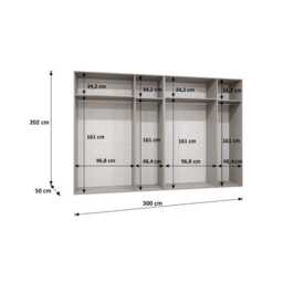 Marbella II Hinged Door Wardrobe 300cm - Oak Walnut 300cm - thumbnail 8