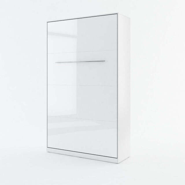 CP-02 Vertical Wall Bed Concept Pro 120cm with Storage Cabinet - White Gloss 120 x 200cm 223cm - image 1
