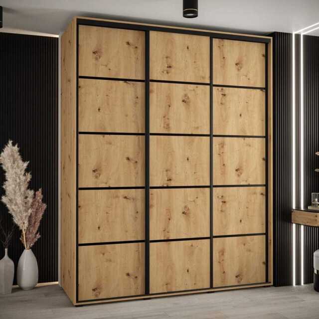 Cannes IV Sliding Door Wardrobe 200cm - Oak Artisan 200cm - image 1