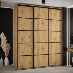 Cannes IV Sliding Door Wardrobe 200cm - Oak Artisan 200cm - thumbnail 1