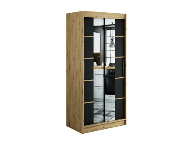 Leto V4 Sliding Door Wardrobe 100cm - Black 100cm - image 1