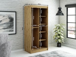 Leto V4 Sliding Door Wardrobe 100cm - Black 100cm - thumbnail 4
