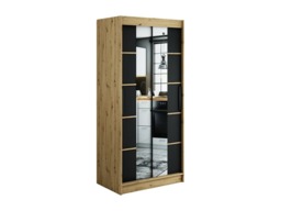 Leto V4 Sliding Door Wardrobe 100cm - Black 100cm - thumbnail 1
