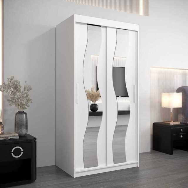 Seville Sliding Door Wardrobe 100cm - White 100cm - image 1