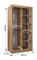 Seville Sliding Door Wardrobe 100cm - White 100cm - thumbnail 6