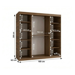 Rubino Y Sliding Door Wardrobe 180cm - Oak Walnut 180cm - thumbnail 5