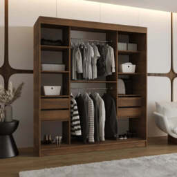 Rubino Y Sliding Door Wardrobe 180cm - Oak Walnut 180cm - thumbnail 3